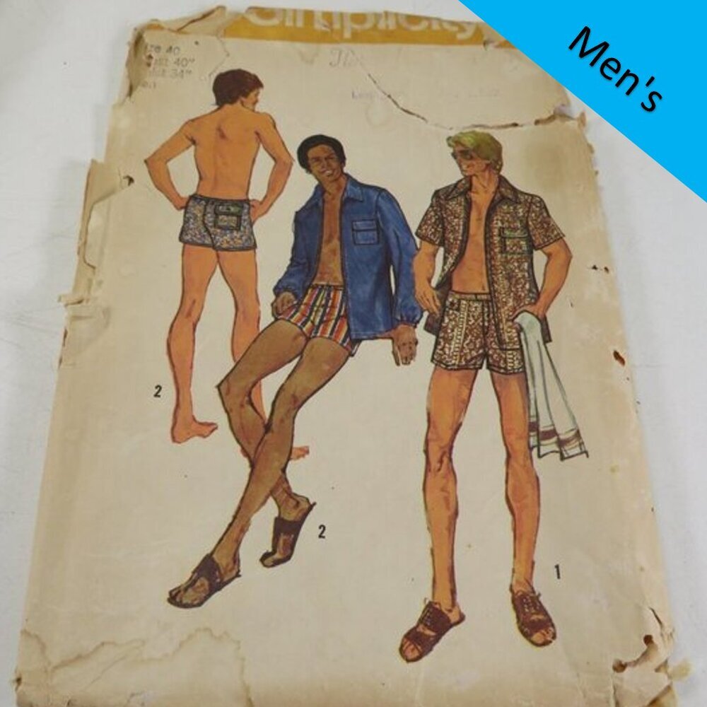 Simplicity 5712 clothing pattern size 40 Men's Swim Trunks, Shirt
